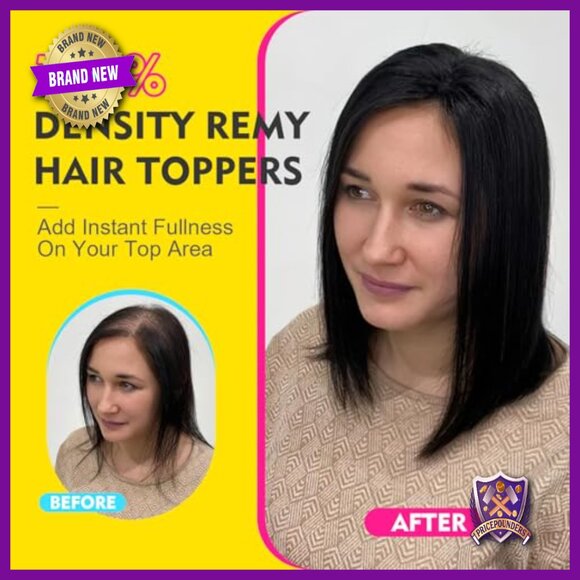 Human Hair Topper Silk Base 150% Density 10 Inch for Thinning Hair
